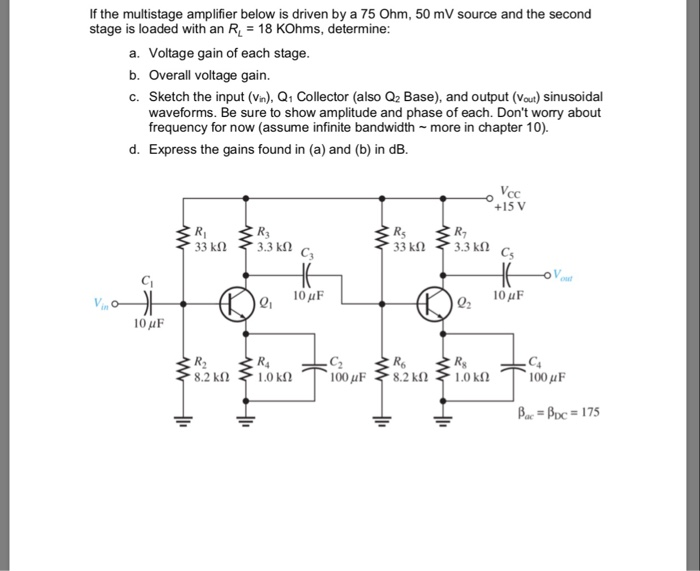 Solved If The Multistage Amplifier Below Is Driven By A 75 Chegg