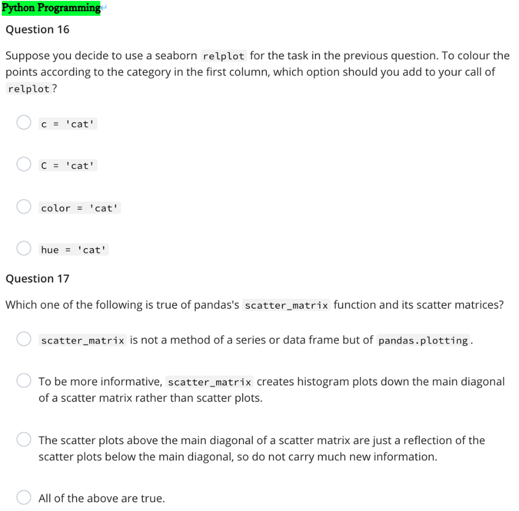 Answered: Python Programming Python Programming Question 16