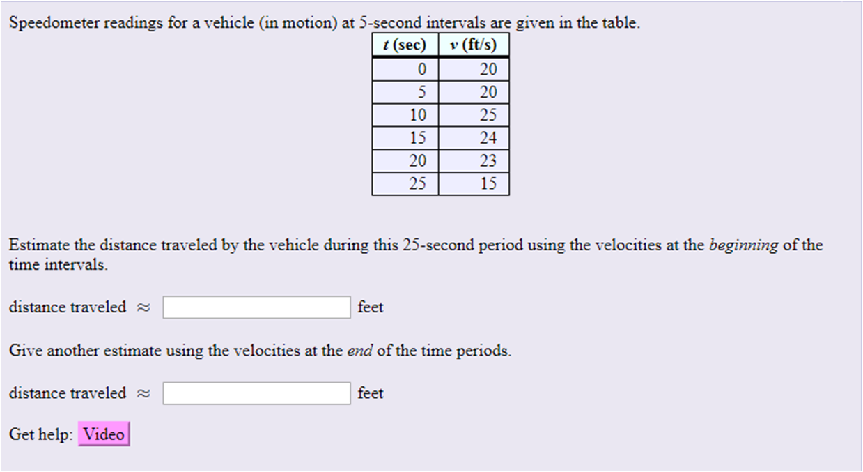 Solved Speedometer readings for a vehicle (in motion) at