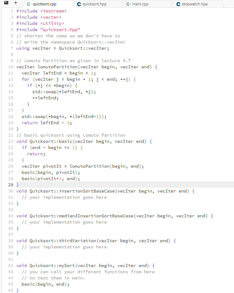 Solved This exercise an exploration of quicksort: you will | Chegg.com