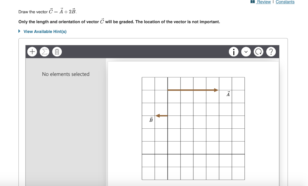Solved 1 Review Constants Draw the vector C= A +2B. Only the | Chegg.com