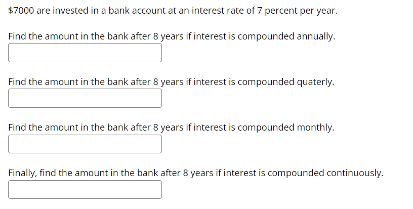 7000 with 7 percent interest