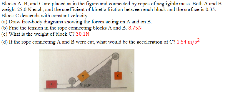 Solved Blocks A, B, and C are placed as in the figure and | Chegg.com