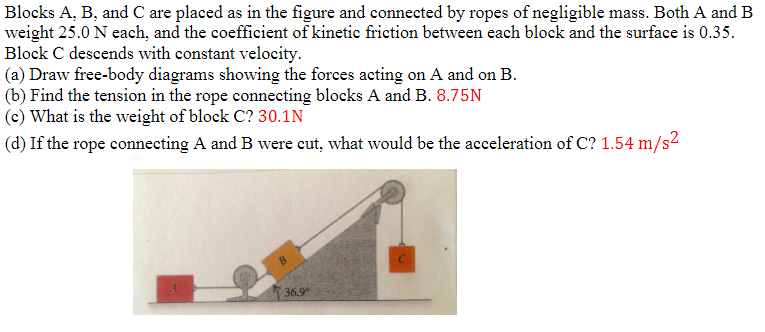 Solved Blocks A, B, And C Are Placed As In The Figure And | Chegg.com