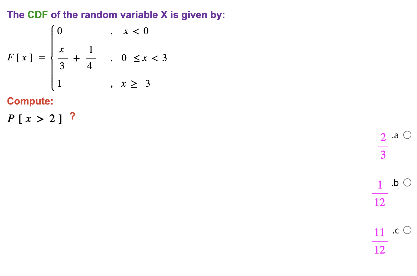Solved The CDF of the random variable X is given by: | Chegg.com