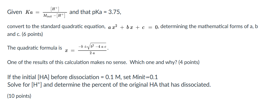 Solved Given Ka H Minit And That Pka 3 75 C Chegg Com