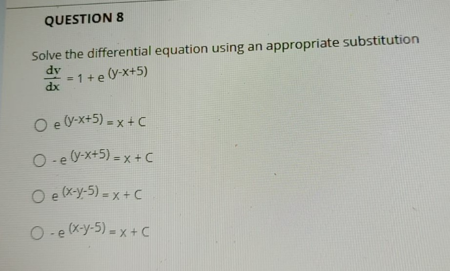 Solved Question 8 Solve The Differential Equation Using An Chegg Com
