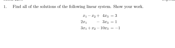 Solved 1. Find All Of The Solutions Of The Following Linear | Chegg.com