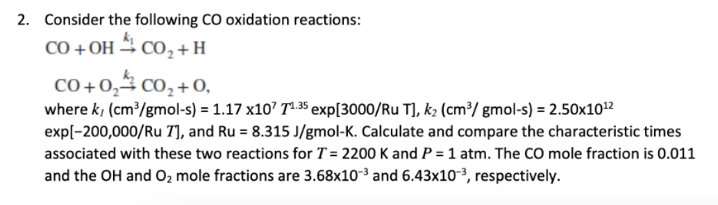 Solved Consider the following CO oxidation reactions: | Chegg.com