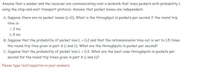 Solved Assume That A Sender And The Receiver Are | Chegg.com