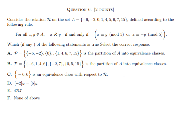 Solved QUESTION 6. [2 POINTS) Consider The Relation R On The | Chegg.com