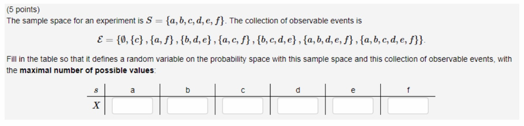 Solved 5 points) The sample space for an experiment is S a, | Chegg.com