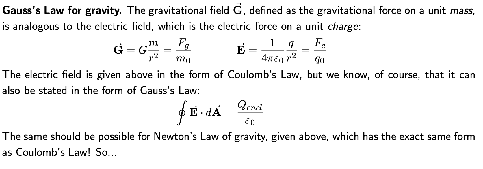 Solved Um Gausss Law For Gravity The Gravitational Field 3846