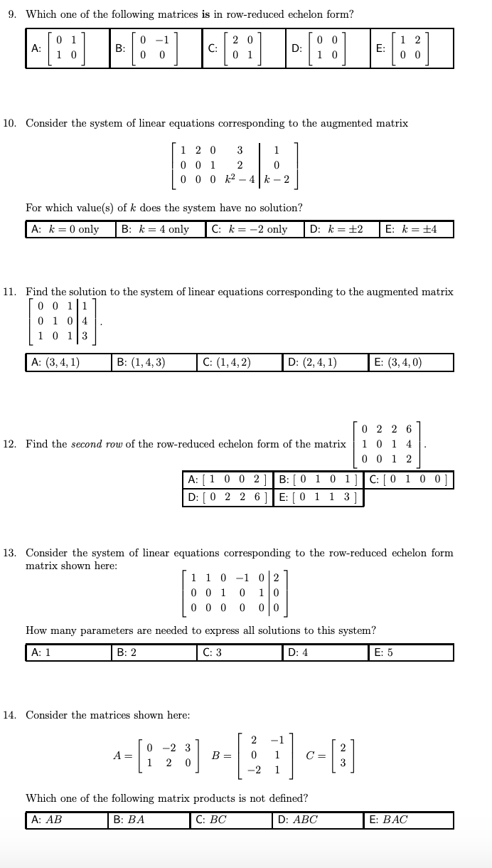 Solved can you please answer each multiple choice question | Chegg.com