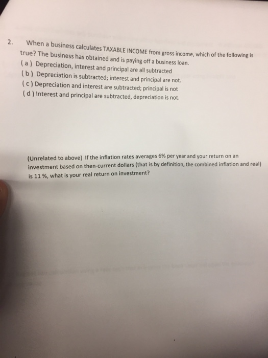 Solved When A Business Calculates TAXABLE INCOME From Gross Chegg