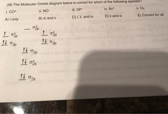 Solved 28) The Molecular Orbital diagram below is correct | Chegg.com