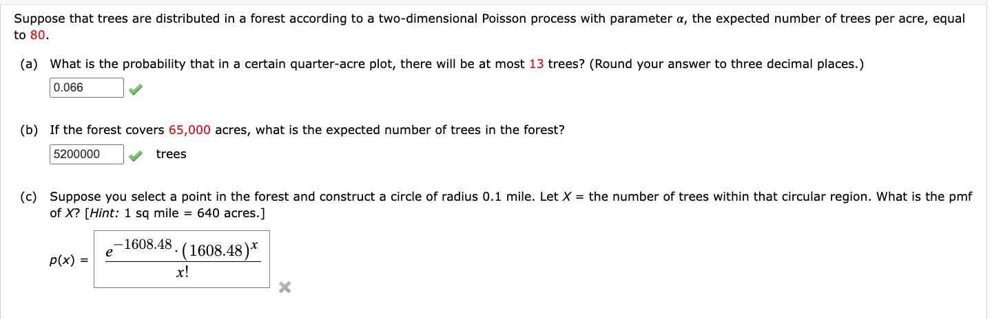 Solved Suppose that trees are distributed in a forest | Chegg.com