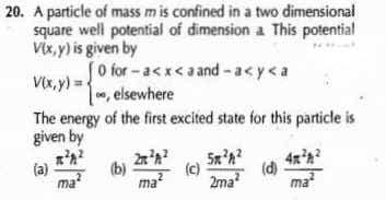 Solved 20. A particle of mass m is confined in a two | Chegg.com