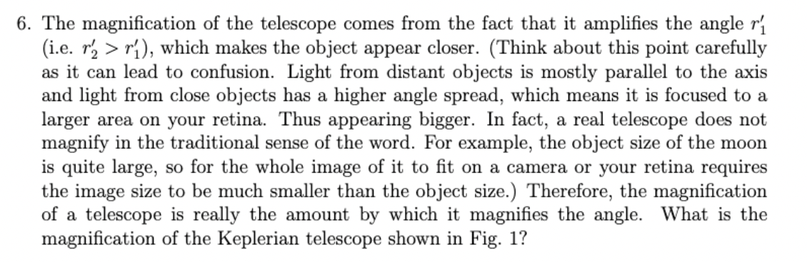 Solved Figure 1: Geometry of a Keplerian telescope.6. The | Chegg.com