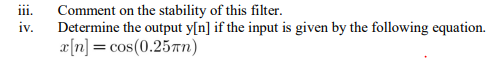 Solved (a) Analyse the filter characterized by the following | Chegg.com