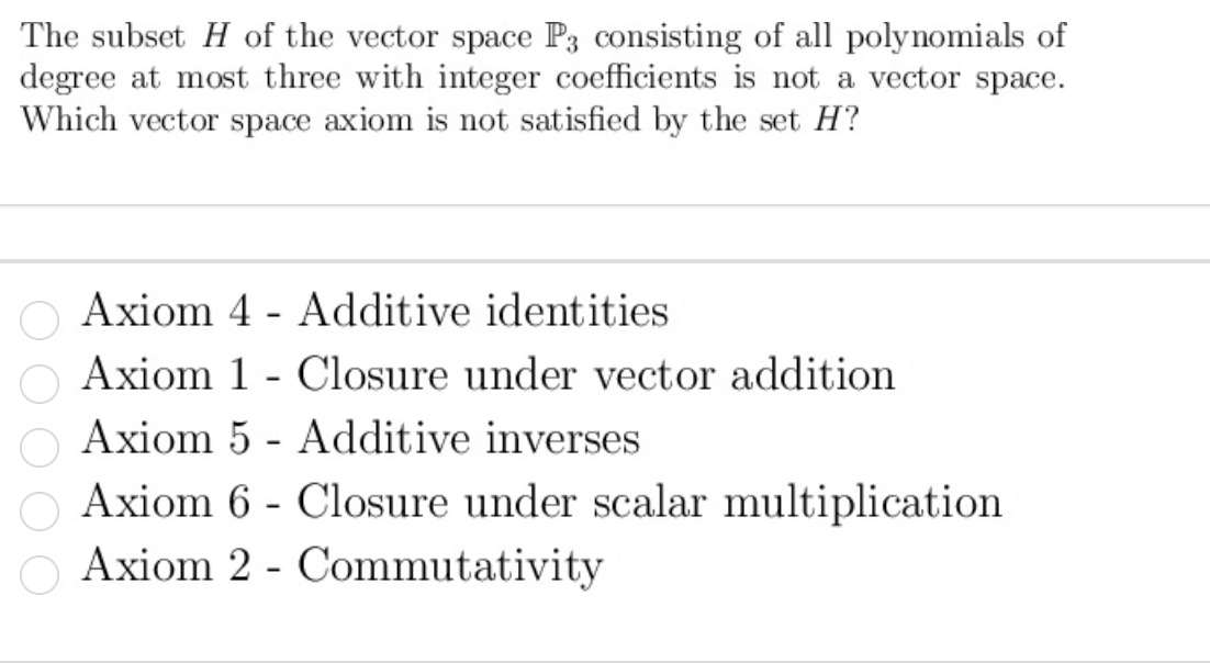 Solved The subset H of the vector space Pz consisting of all | Chegg.com