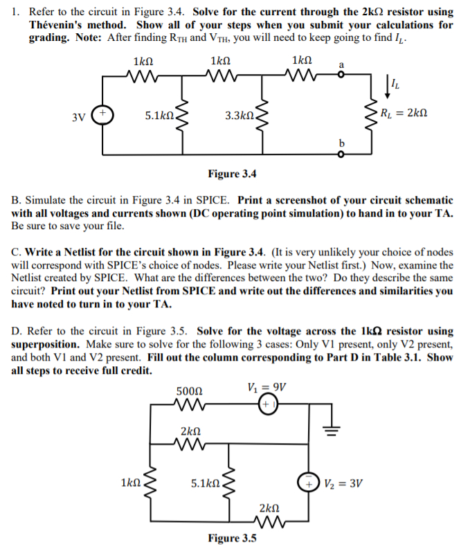 Solved 1. Refer to the circuit in Figure 3.4. Solve for the | Chegg.com