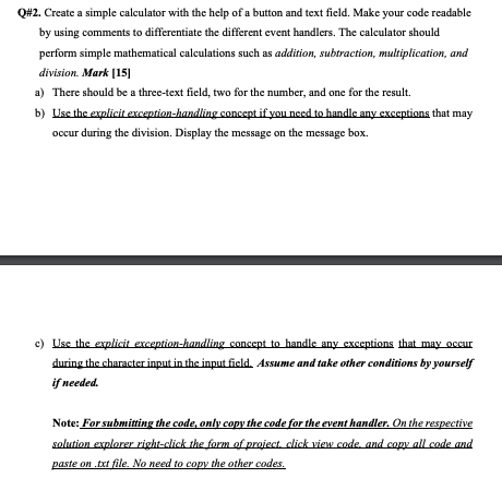 Solved Q#2. Create a simple calculator with the help of a | Chegg.com