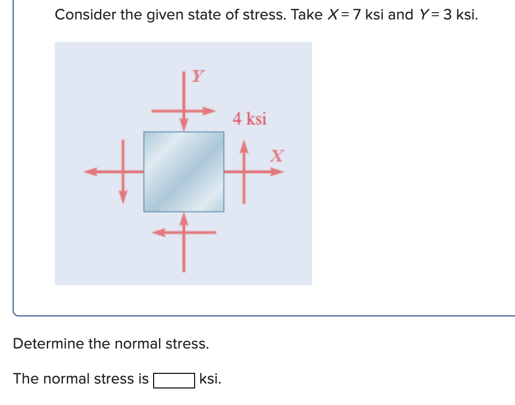 Solved Consider The Given State Of Stress. Take X = 7 Ksi | Chegg.com