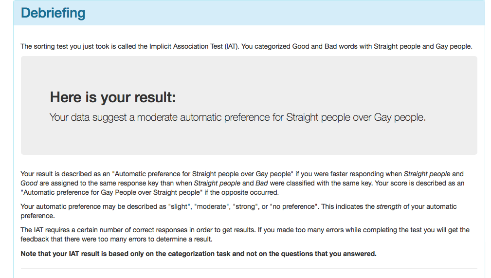 After Completing The Race IAT And One Other Test That | Chegg.com