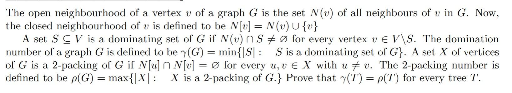 Solved The open neighbourhood of a vertex v of a graph G is | Chegg.com