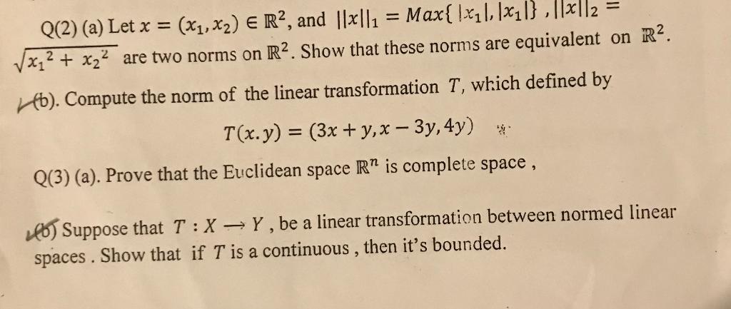 Q 2 A Let X X1 X2 ∈r2 And