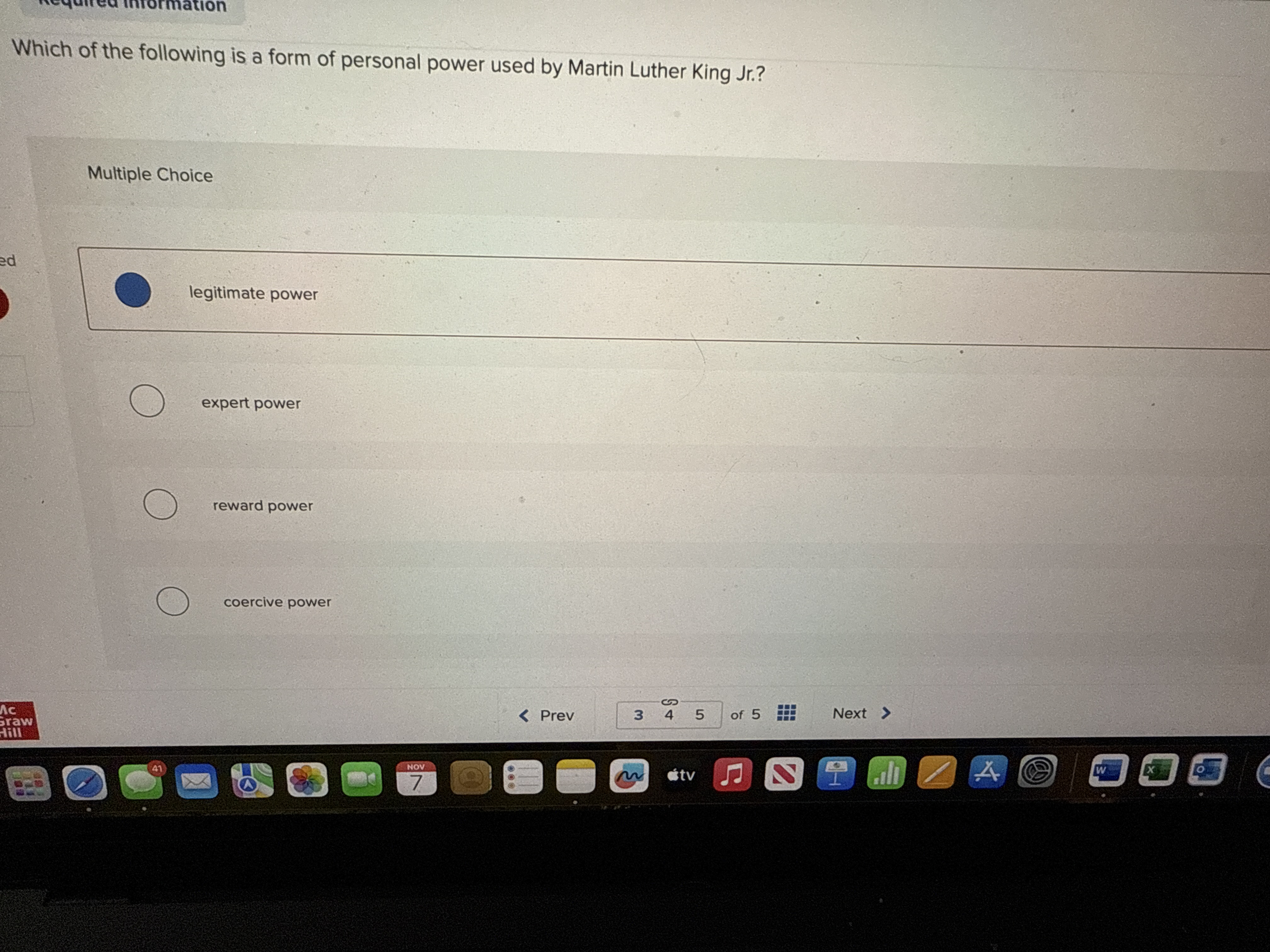 Solved Which of the following is a form of personal power | Chegg.com