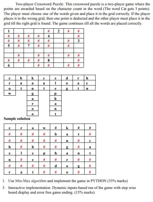 Solved Two player Crossword Puzzle: This crossword puzzle is Chegg com