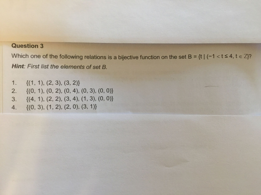Solved Question 3 Which one of the following relations is a | Chegg.com