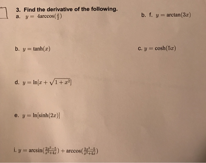 solved-find-the-derivative-of-the-following-y-chegg