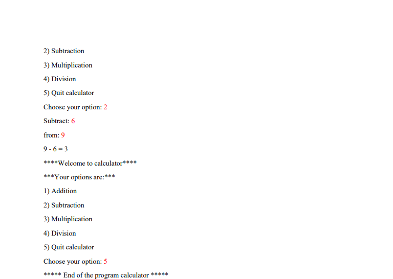 Solved Exercise 1 Write a program that always prints a menu | Chegg.com