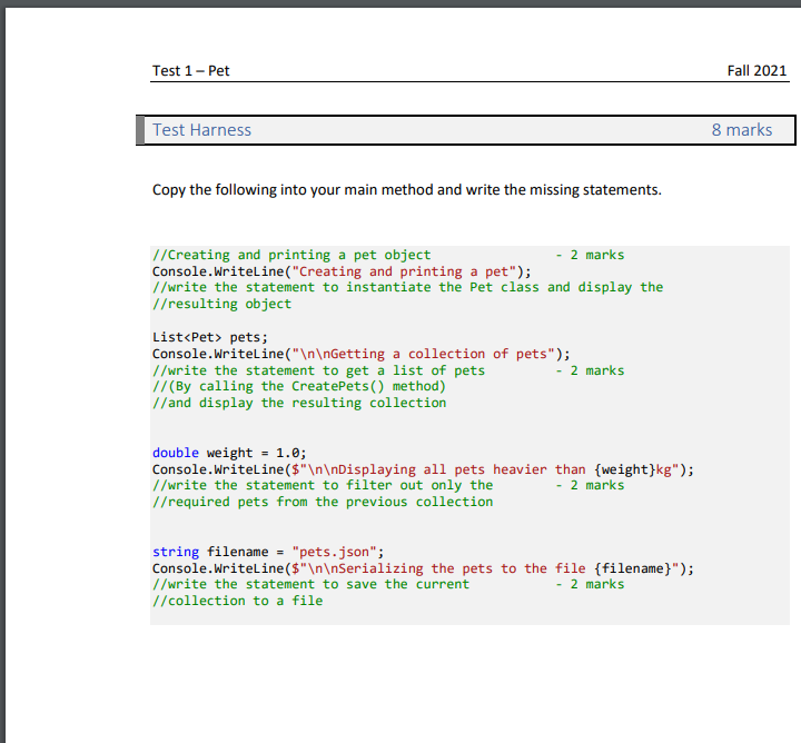 Programming II – Pet Application. PetApp A high-level | Chegg.com