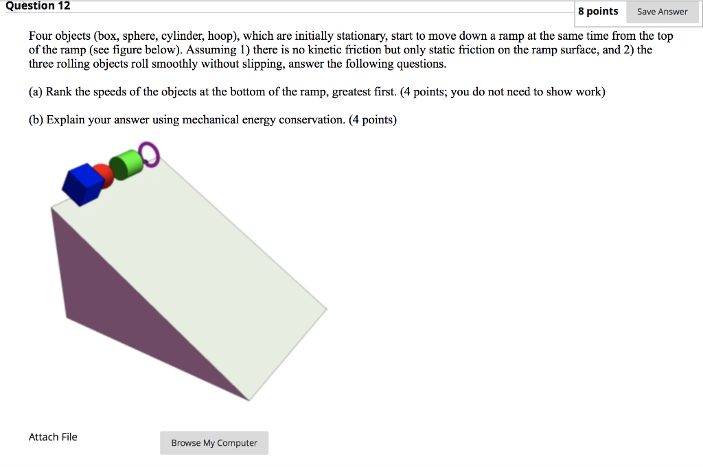 Solved Question 12 8 points Save Answer Four objects (box, | Chegg.com