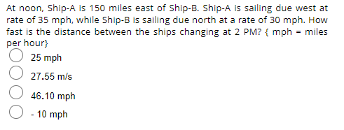 Solved At Noon, Ship-A Is 150 Miles East Of Ship-B. Ship-A | Chegg.com