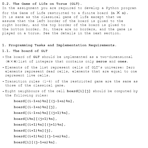 Solved How to create a torus board on Python Idle per these | Chegg.com