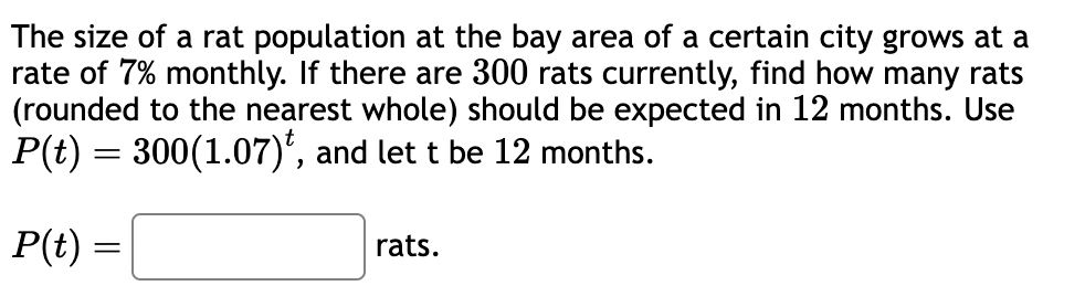 Solved The size of a rat population at the bay area of a | Chegg.com