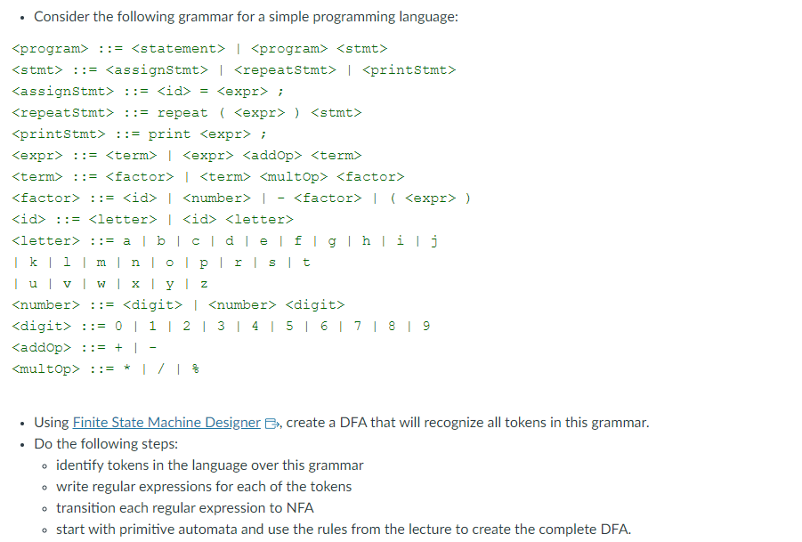 Solved - Consider the following grammar for a simple | Chegg.com