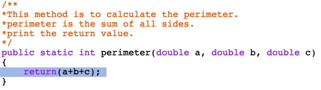 Solved /** *This method is to calculate the perimeter. | Chegg.com
