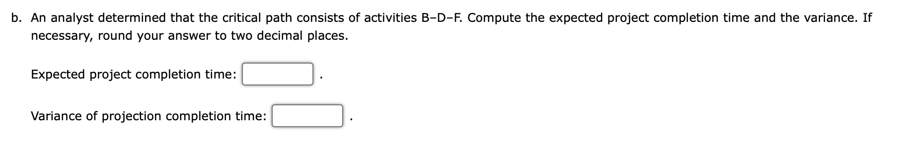Solved The following estimates of activity times (in days) | Chegg.com