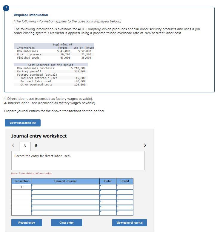 solved-1-direct-labor-used-recorded-as-factory-chegg