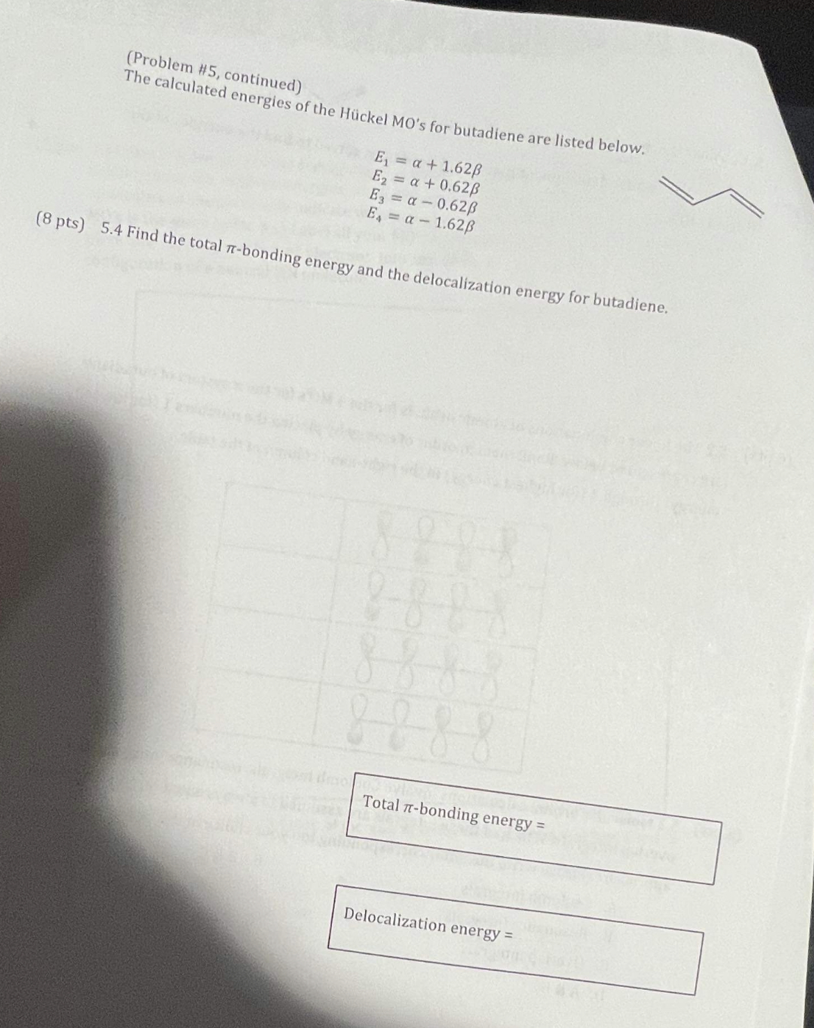 Solved 5. Consider the π molecular orbitals of butadiene. (5 | Chegg.com