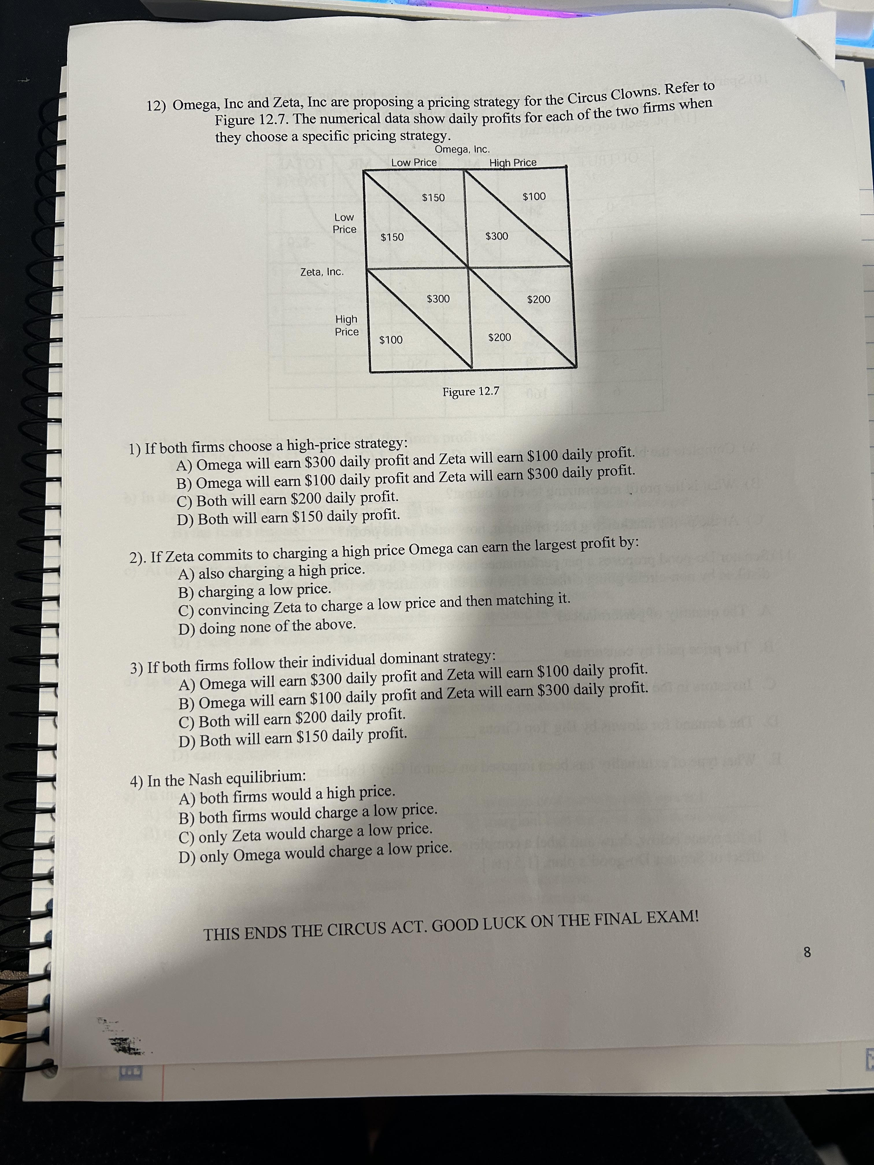 Solved 12 Omega Inc and Zeta Inc are proposing a pricing