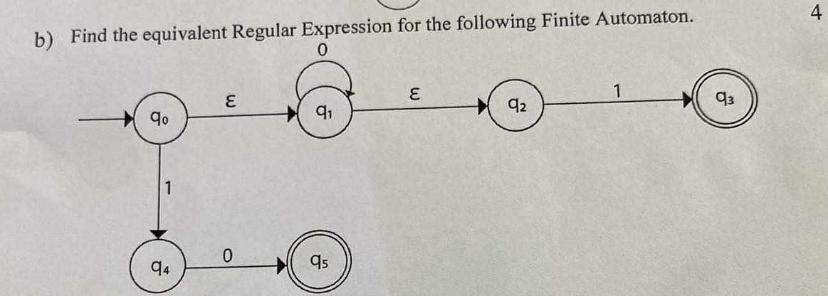 Solved Find the equivalent Regular Expression for the | Chegg.com