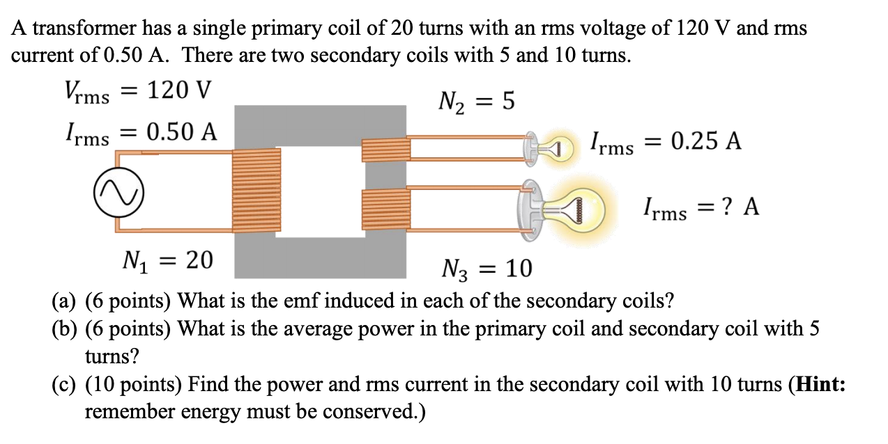 solved-a-transformer-has-a-single-primary-coil-of-20-turns-chegg