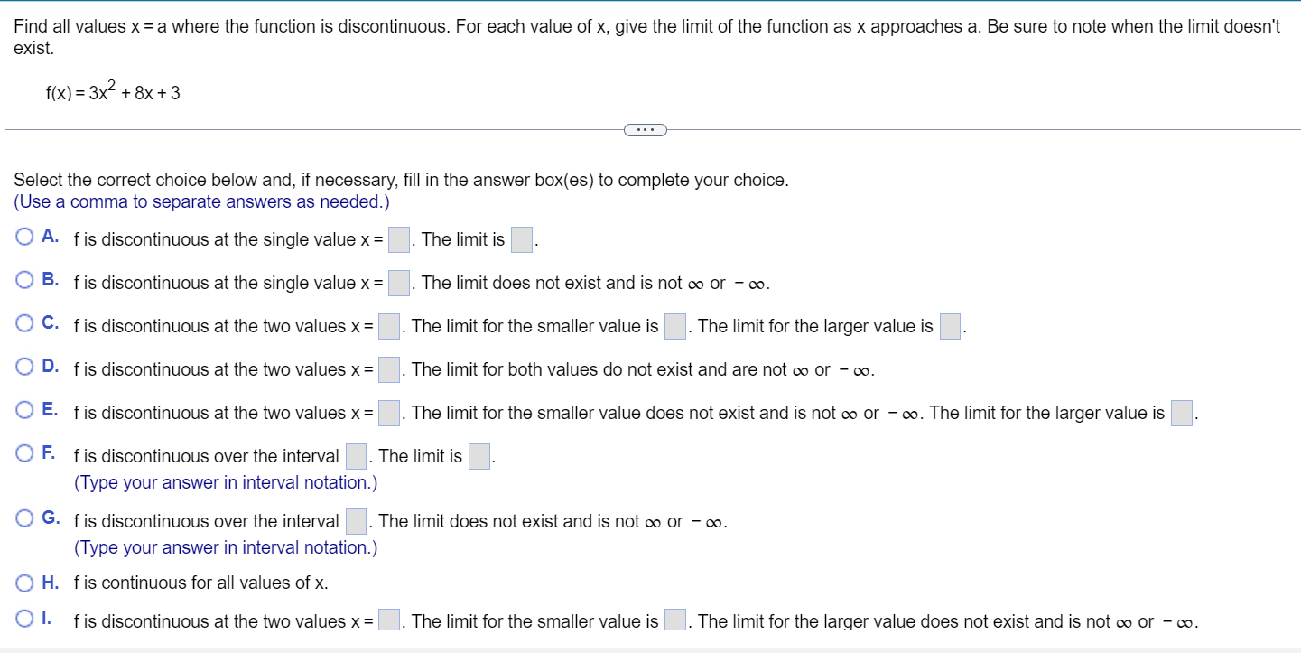 Solved Find all values x= ﻿a where the function is | Chegg.com